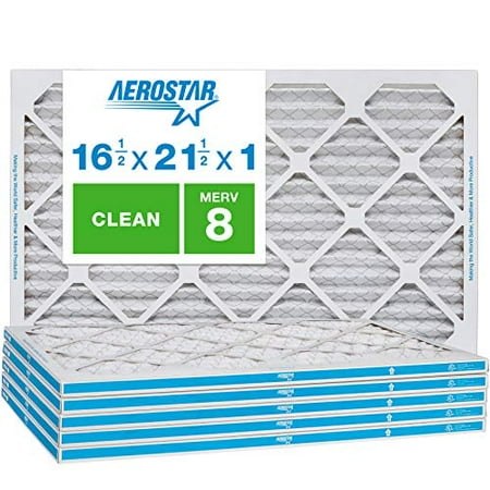Aerostar Clean House 16 1/2x21 1/2x1 MERV 8 Pleated Air Filter, Made in the USA, (Actual Size: 16 1/2"x21 1/2"x3/4"), 6-Pack,White