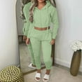 thumbnail image 2 of successthop 2 Pieces Matching Lounge Sets for Women Fleece Oversized Long Sleeve Zip Hoodie and Joggers Solid Outfits, 2 of 6