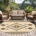 thumbnail image 4 of Round Rugs 7Ft, Beige Khaki Boho Round Area Rug Washable Indoor Throw Carpet, Vintage Ethnic Tribe Abstract Art Retro Large Non Slip Circle Rug for Dining Room Playroom Home Decor Aesthetic, 4 of 8