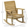 thumbnail image 2 of Solid Fir Wood Outdoor Rocking Chair with Slatted Back and Armrests, Traditional Patio Porch Rocker for Garden, Backyard or Indoor Living, Light Brown, 25.2"W x 33.9"D x 33.5"H, 2 of 7