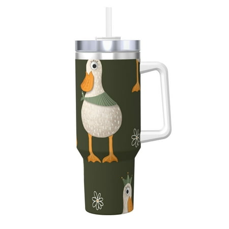 

Salouo Mallard Ducks Wild Birds for 40oz Water Bottle with Handle & Flip Straw - Stainless Steel Vacuum Insulated Tumbler-Reusable Travel Coffee Mug- Gifts for Women & Men