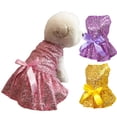 thumbnail image 2 of Mightlink Dog Skirt Bow Design Liner Mesh Polyester Pet Sequins Wedding Dress for Party, 2 of 7