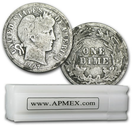 - 90% Silver Barber Dimes 50-Coin Roll Good/Better