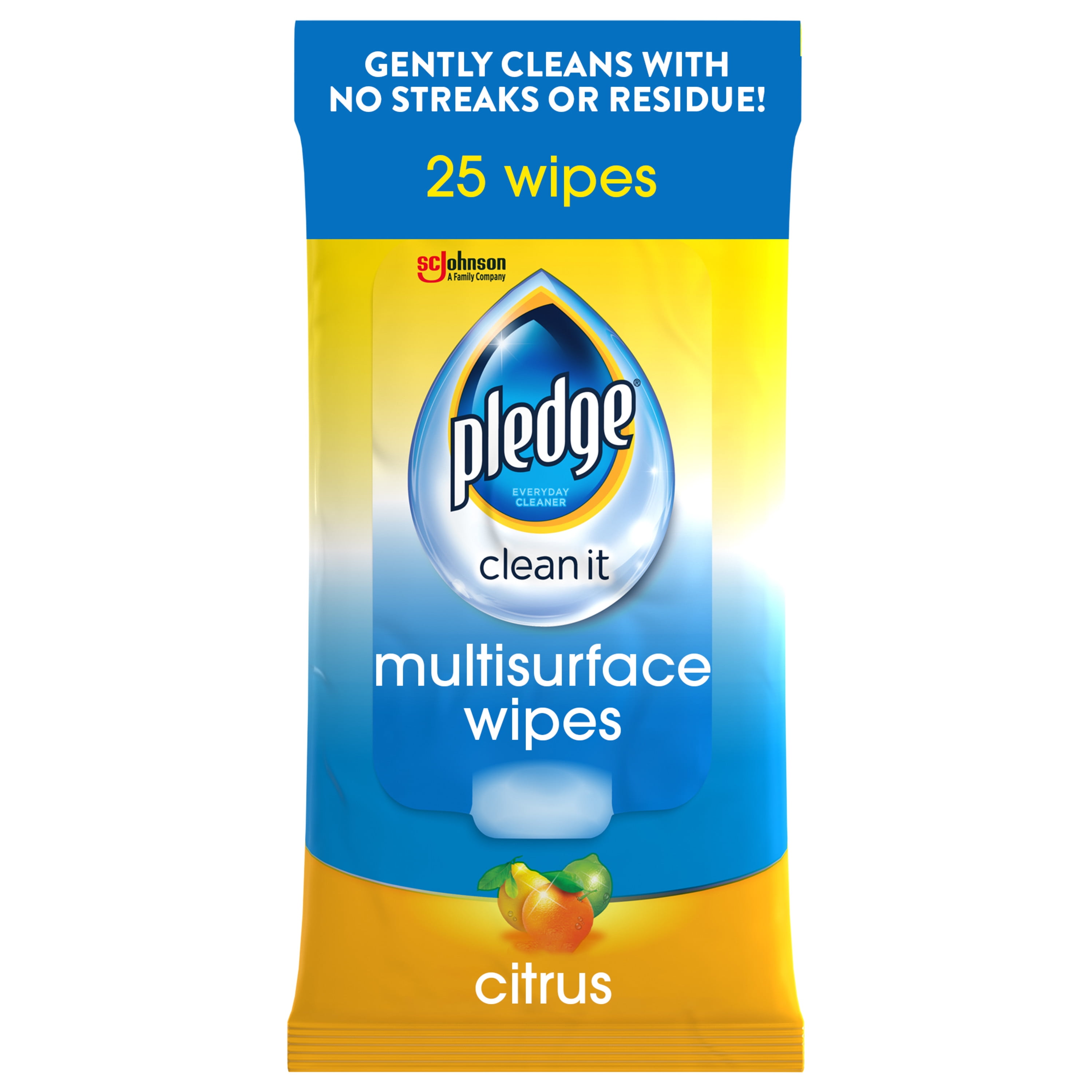 Pledge Multisurface Wipes, Everyday Clean, Fresh Citrus Scent, 25 PC