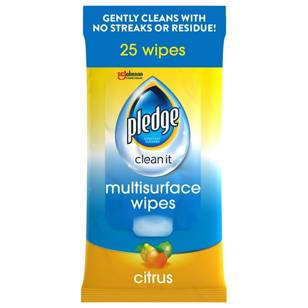Pledge® Multisurface Wipes, Everyday Clean™, Fresh Citrus Scent, 25 PC