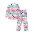 thumbnail image 2 of Bingfone Men'S Pajama Set 2 Piece Loungewear Pjs, Long Sleeve With Pajama Pants-Pink Striped Flamingo, 2 of 9