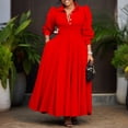 thumbnail image 2 of AURA Women’s Shirt Dress Turn Down Collar Puff Sleeve Long Sleeve Solid Color S XXXL, 2 of 7