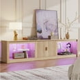 thumbnail image 5 of Bestier 80 inch TV Stand for TVs up to 85", Entertainment Center with LED Lights & Storage Cabinet, Farmhouse Fluted TV Console, LOG, 5 of 7