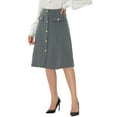 thumbnail image 4 of DARING DIVA Women's A-Line Button Front Formal Knee Length Skirt M Gray, 4 of 6