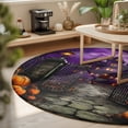 thumbnail image 2 of Round Rugs 3Ft, Halloween Round Area Rug Washable Indoor Throw Carpet, Spooky Pumpkins Ghost Castle Vintage Moonlight Small Non Slip Circle Rug for Bedroom Living Room Home Decor Aesthetic, 2 of 7
