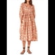 thumbnail image 1 of Vestido Midi Holgado Informal de Verano para Mujer, con Escote en V, Cordones, Media , Estampado Geométrico Bohemio Color Naranja XXL, 1 of 6