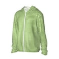 thumbnail image 2 of Kll Green Gingham Print Men'S Women’s Upf 50+ Sun Protection Outdoor Hoodie Jacket Long Sleeve Fishing Hiking Performance Shirt- Xx-Large, 2 of 8