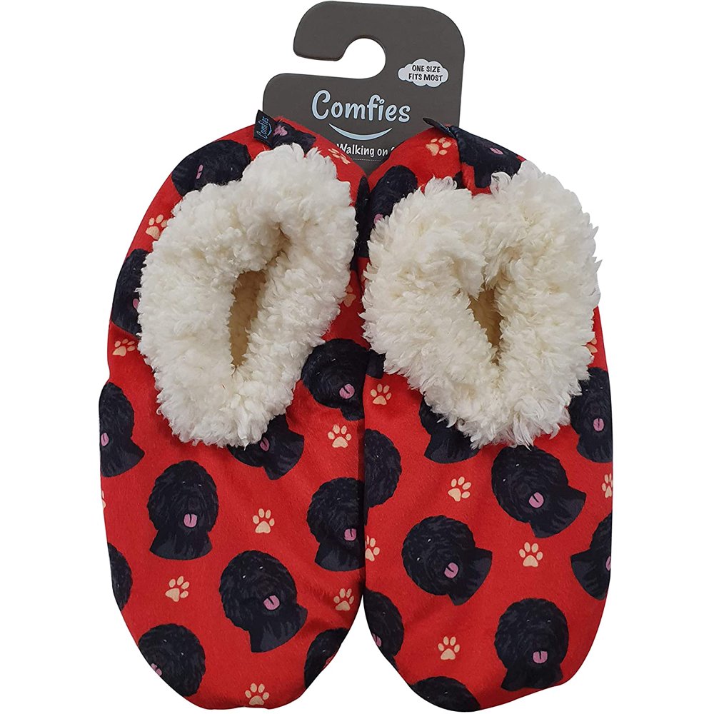 Comfies Comfies Womens Black Labradoodle Slippers Sherpa Lined