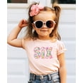 thumbnail image 4 of Six Ink-Printed Pink Embroidered Sixth Birthday Shirt for Girls Floral Age 6 Birthday Outfit Peach Shirt Youth Medium, 4 of 5
