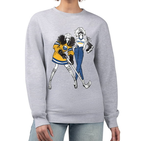 Women's G-III 4Her by Carl Banks  Heather Gray Buffalo Sabres Hockey Girls Team Graphic Fleece Pullover Sweatshirt