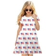 thumbnail image 5 of Dresses For Girls Casual Size 11 Years-12 Years Spring Summer Print Ruffle Short Sleeve Active Daily Indoor Outdoor American Independence Day Play Dress, 5 of 5