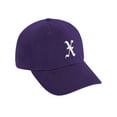 thumbnail image 2 of Daxton Low Profile Adjustable Baseball Dad Hat Cap Old English Font Alphabet A to Z, Purple Hat White X, 2 of 4