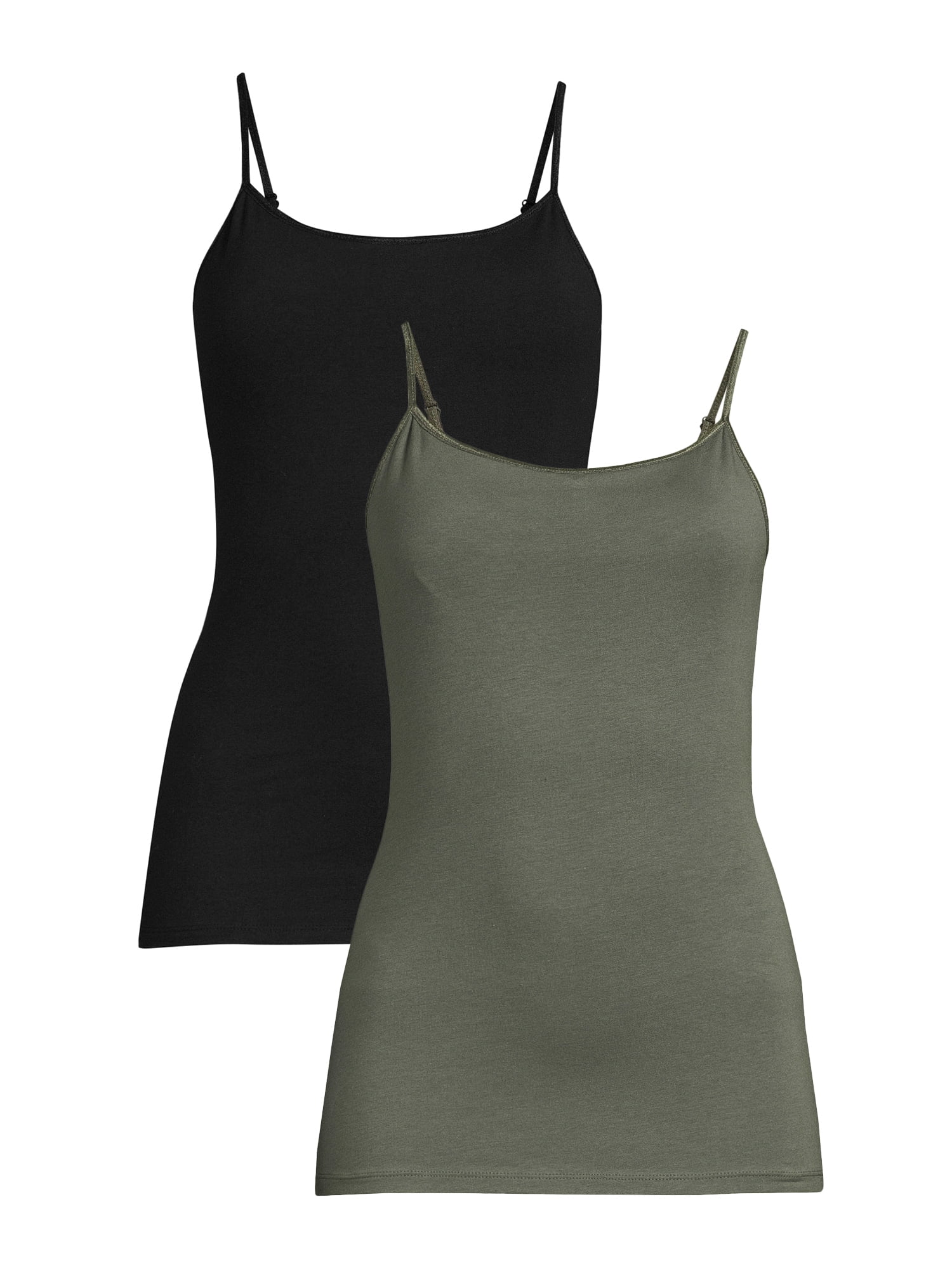 No Boundaries Juniors' Shelf Bra Cami with Adjustable Straps, 2Pack