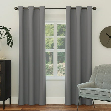 Sun Zero Nolan Energy Efficient Blackout Grommet Curtain Panel, 40"X63", Gray
