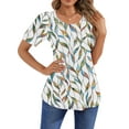 thumbnail image 2 of Fantaslook Blouses for Women Pleated Short Sleeve Tunic Tops Dressy Casual Summer Shirts, 2 of 9