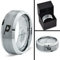 thumbnail image 4 of Tungsten Oklahoma Sooner State Heart Band Ring 8mm Men Women Comfort Fit Gray Step Bevel Edge Brushed Polished, 4 of 4