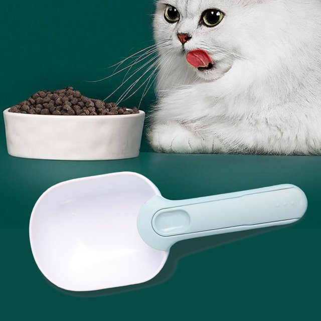 Tazas medidoras Salvador para comida para mascotas clip de sellado blanco
