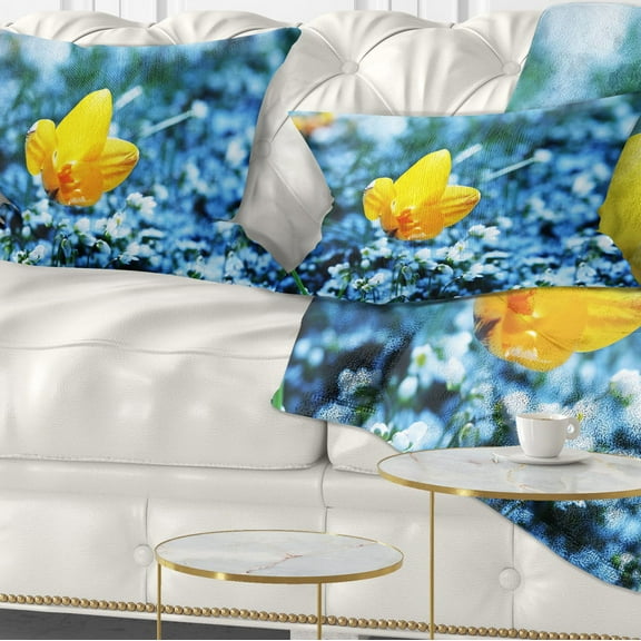 Designart 12" x 20" Yellow Polyester Throw Pillow