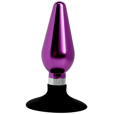 Pink B.O.B. Stainless Steel Smooth Tapered Anal Plug with Flared Silicone Base