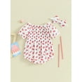 thumbnail image 5 of Musuos Baby Girls 4th of July Outfits 6M 12M 18M 24M Short Sleeve Flag Print Romper + Headband Set Newborn Independence Day Clothes, 5 of 10