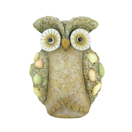 17.25" Weathered Stone-Look Wise Owl Spring Outdoor Patio Garden Statue