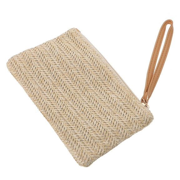 Homoyoyo Summer Handbags for Women Clutch Straw Purse Beige 1Pack