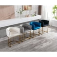 thumbnail image 4 of Guyou 24" Modern Velvet Counter Height Bar Stool, Upholstered Bucket Kitchen Island Chair with Gold Finish Metal Frame and Curved Back for Living Room Dining Room, Blue, 4 of 13