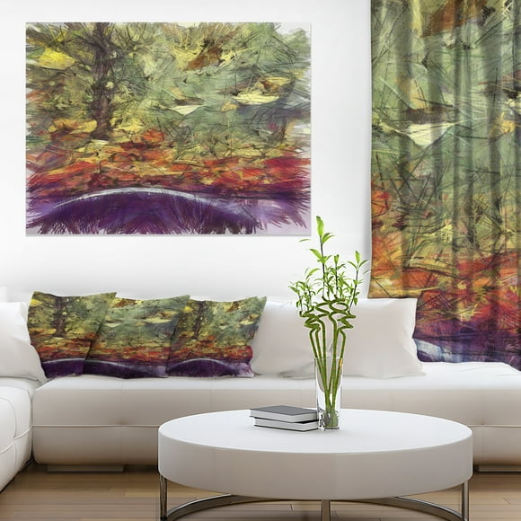 Abstract Fall Watercolor Drawing - Landscape Canvas Wall Art