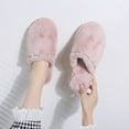 thumbnail image 5 of HNMKIU Elegant Women's Cozy Home Slippers Warm Flat Scuff with Rhinestone Detail for Autumn Winter Relaxation Z01_Pink,6.5, 5 of 7