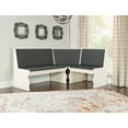 thumbnail image 6 of Linon Sasha Wood Corner Dining Breakfast Nook with Table, Cushions, Seats 5-6, White Wood with Charcoal Cushions, 6 of 20
