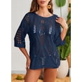 thumbnail image 4 of DOKOTOO Women's Crochet Tops Summer 3/4 Sleeve Crew Neck Hollow Out Bathing Suit Cover Up for Women, 4 of 9