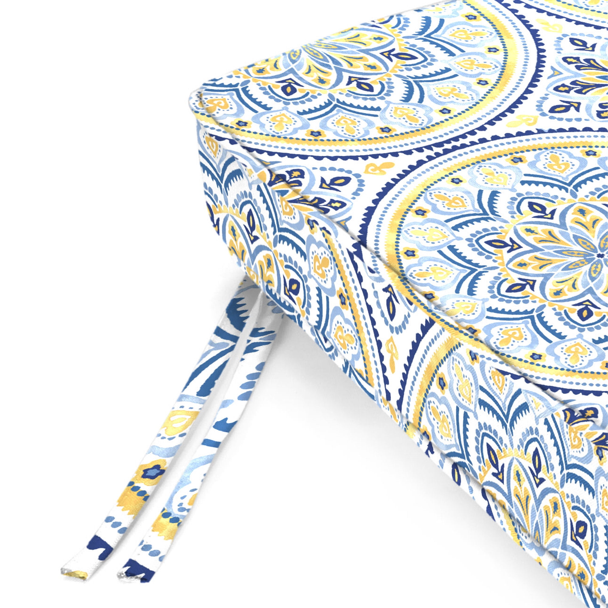 Jordan Manufacturing 47" x 17" Castille Multicolor Medallion Rectangular Outdoor Settee Swing Bench Cushion with Ties and Welt