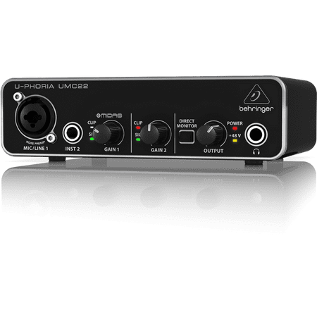Behringer U-Phoria UMC22 Audiophile 2x2 USB Audio Interface w/ MIDAS Mic
