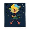 thumbnail image 2 of Cozy Flannel Blanket with Vibrant Night Scene: Yellow Moon Blue Cloud Red Dragonfly & Stars - Perfect for Sofa Travel & Bed, 2 of 5
