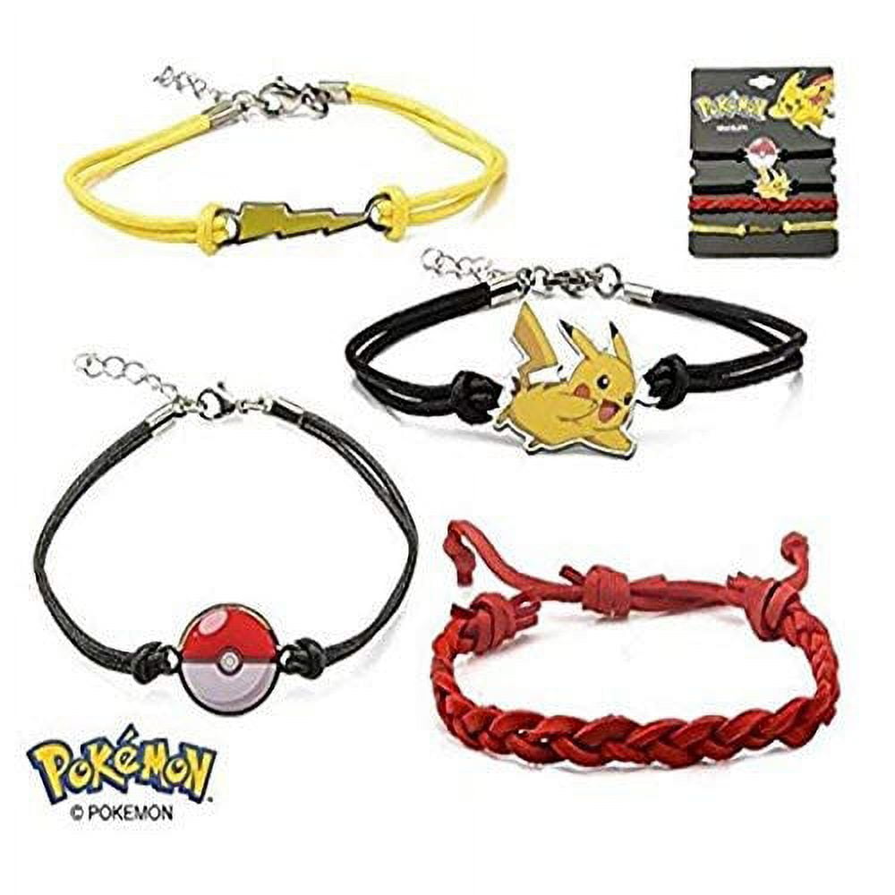 P & K Pokemon Journal Book, 4 Leather Bracelets and Bonus Eevee Lanyard - 6  Piece Gift Set
