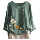 thumbnail image 1 of Gibobby Blusas Manga Larga Mujer Blusa con estampado informal con botones, camiseta suelta para mujer, blusa larga con cuello redondo y manga Floral para mujer（Verdinegro， XXXXXL), 1 of 5