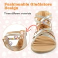 thumbnail image 2 of HOMEHOT Girls Sandals Girls Gladiator Sandals Open Toe Breathable Summer Sandals with Heel Zipper Gold Big Kid 3, 2 of 6