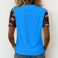 thumbnail image 4 of Qwertyu Womens Halloween Shirts Plus Size Funny Ghost Pumpkin Print Short Sleeve V-Neck Halloween T-Shirt Casual Loose Cute Thanksgiving Tunic Tops Light Blue 2XL, 4 of 4