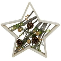 Northlight Pinecones and Berries Star Shaped Wooden Christmas Decoration - 14.5"