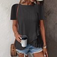 thumbnail image 2 of Kaprioy Women's Ruffle Hem Short Sleeve T-Shirt, Casual Summer Crew Neck Blouses Top, 2 of 6