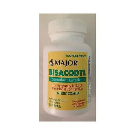 Major Bisacodyl Stimulant Laxative Entereic Coated 5 mg 1000 Tabs (1000/btl)