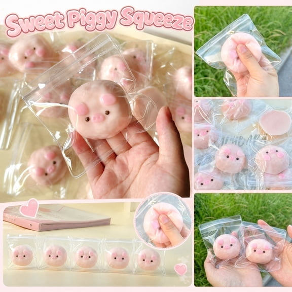Knisume Squishy Toys Piglet Slow Rising Squishy Toy – Soft Gel Squeeze Toy Stress Relief Squishy Toys Office Stress Reliever Anxiety Relief Gift,Pink
