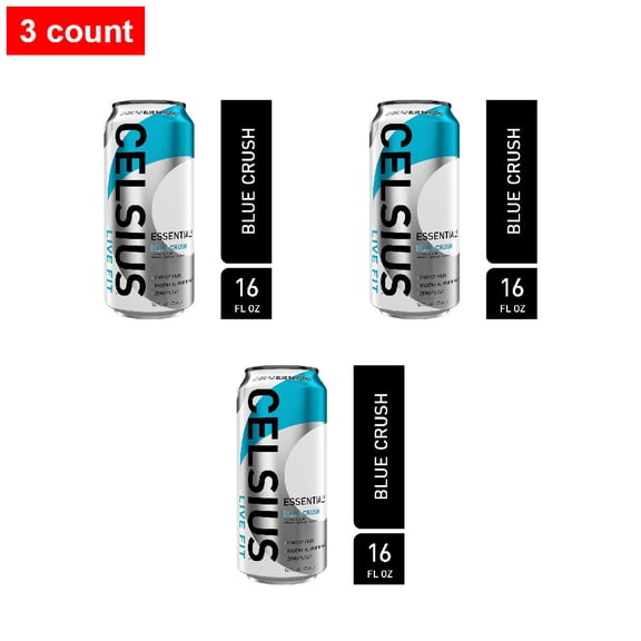 CELSIUS ESSENTIALS Sparkling Blue Crush Energy Drink Can 16 fl oz - 3 count