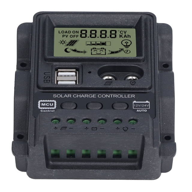 Controlador de carga solar USB dual Pantalla LCD ABS Controladores de carga PWM Control de luz 12V24V30A 390W 780W
