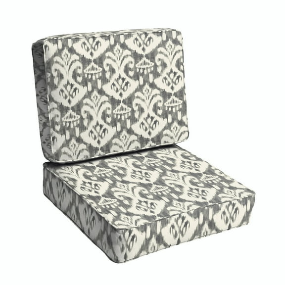 Sorra Home Grey and Cream Indoor/Outdoor Deep Seating Cushion, Corded